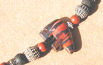 Detail of Tiger Iron Bear Necklace