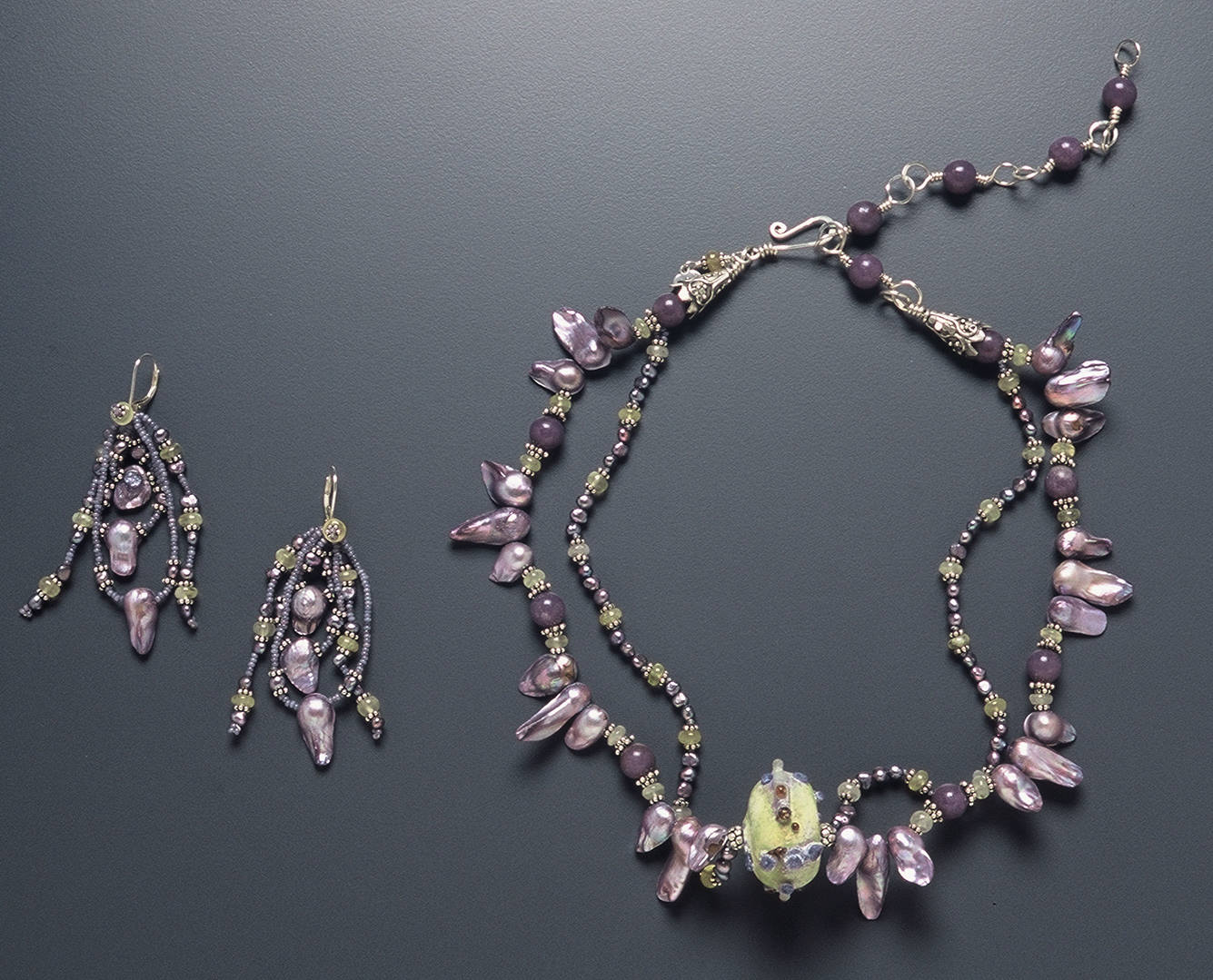 Detail of Lavender and Lime Necklace