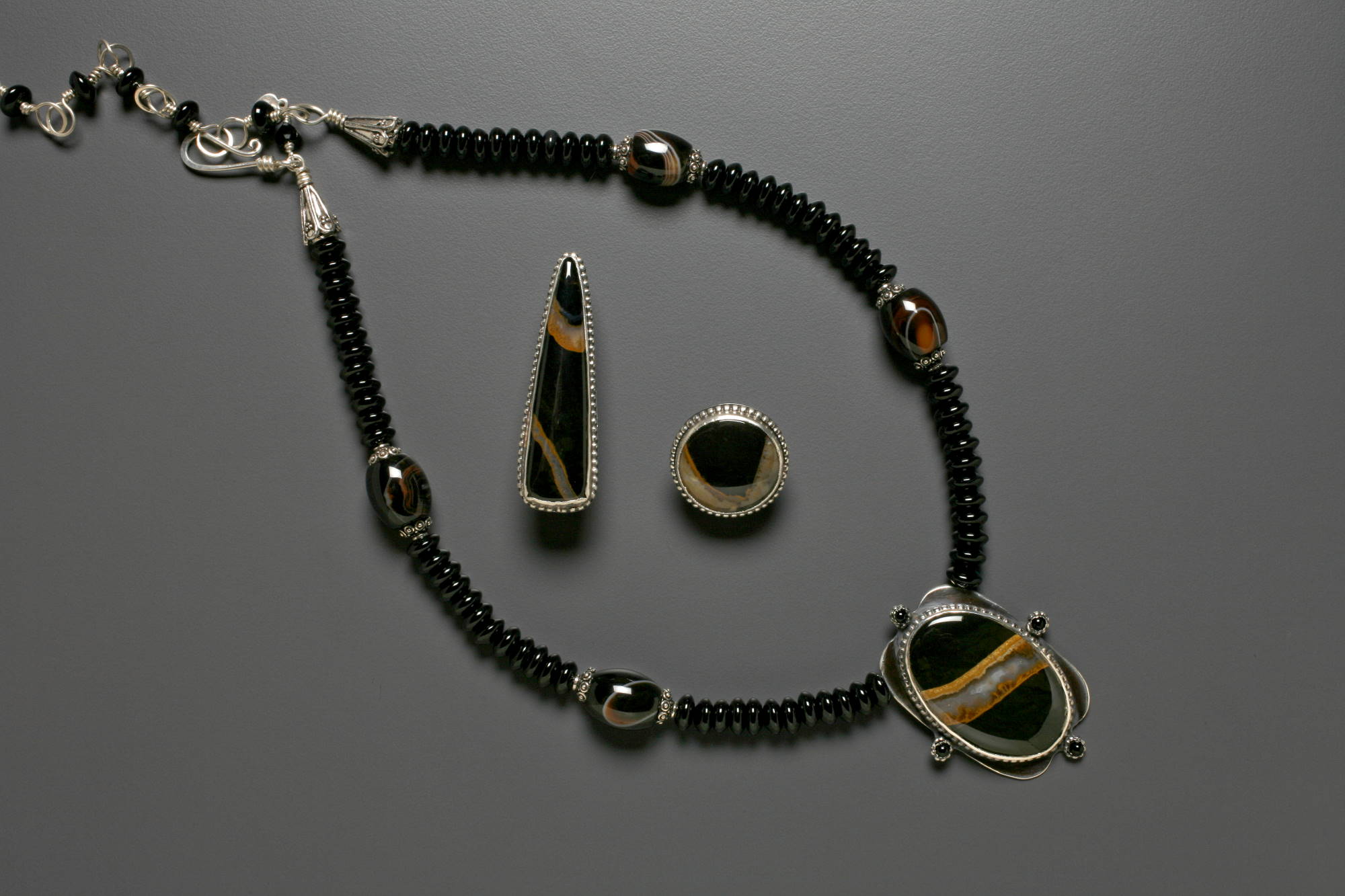 Detail of Montegrosso Jasper Necklace and Earrings