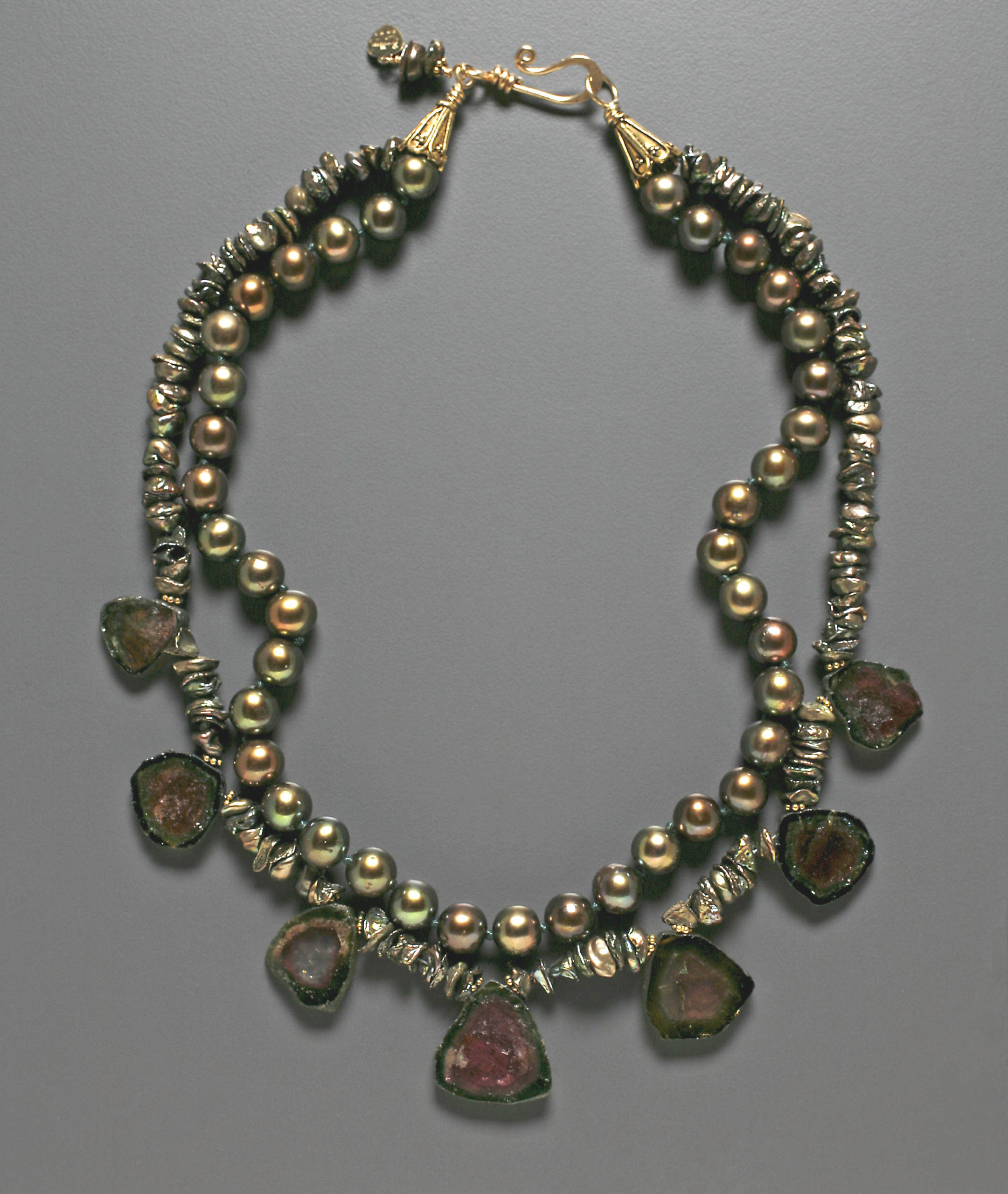 Detail of Tourmaline and Pearls Necklace