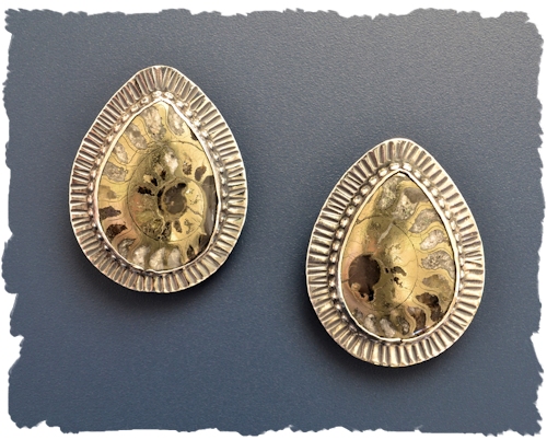 Pyritized Ammonite Earrings