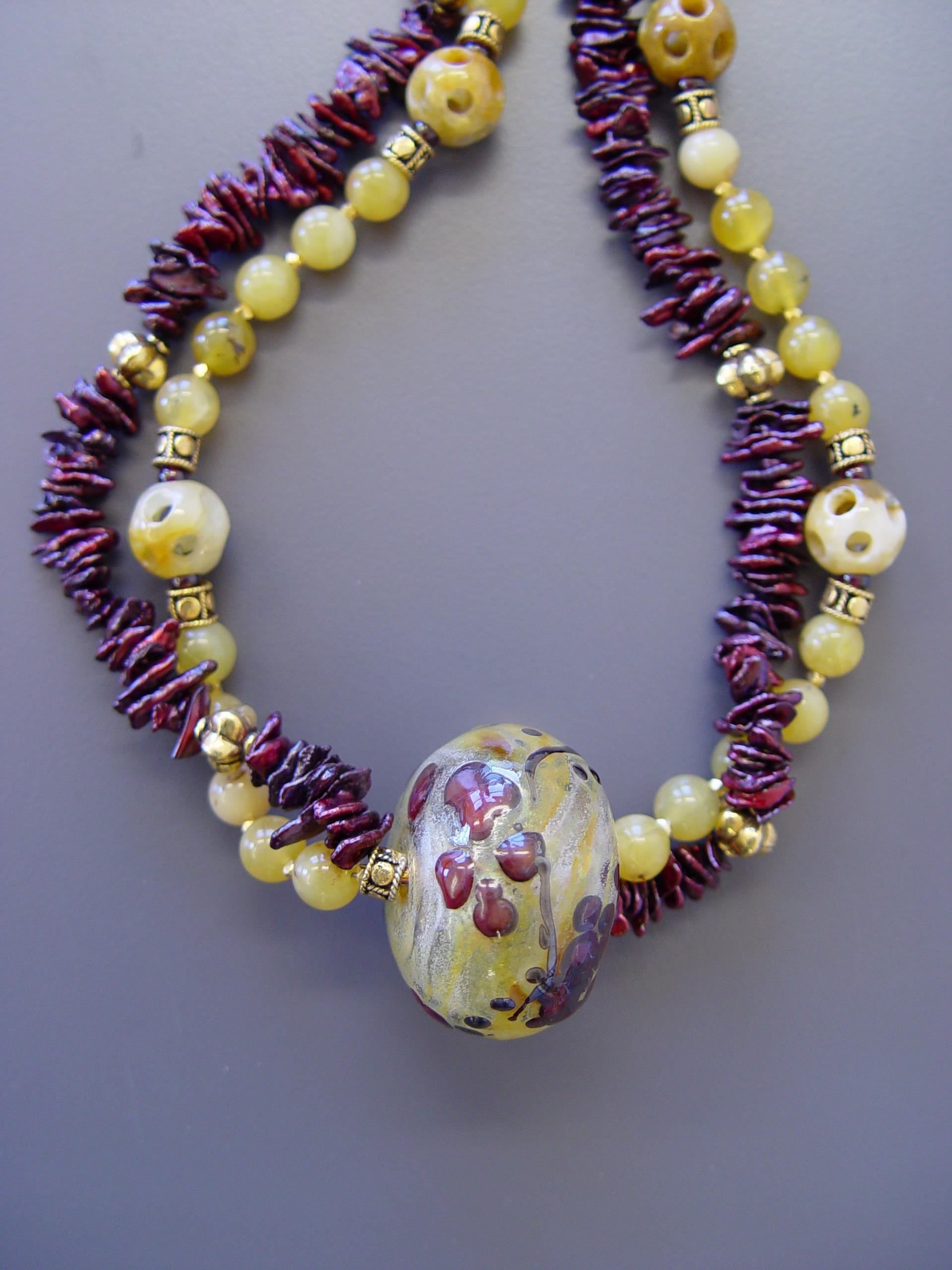 Detail of Garnet Vines Necklace