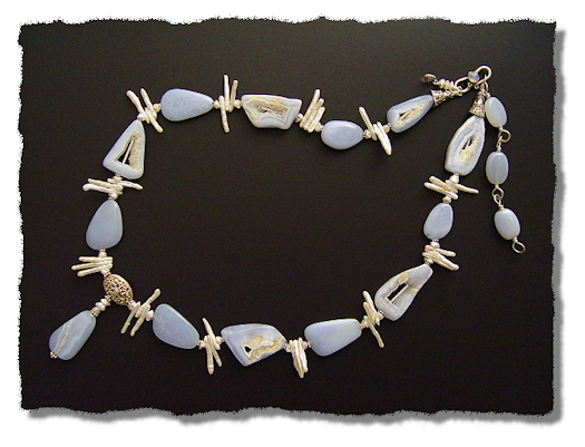 Blue Chalcedony Geodes Necklace