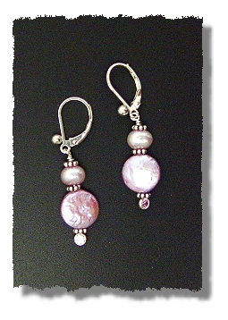 Pink Coin Pearl Leverback Earrings