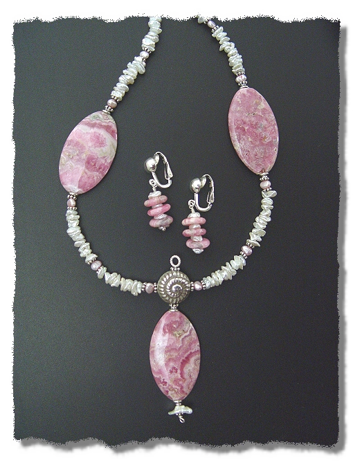 Rhodochrosite Necklace and Earrings