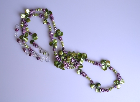 Green and Purple Pearls Necklace