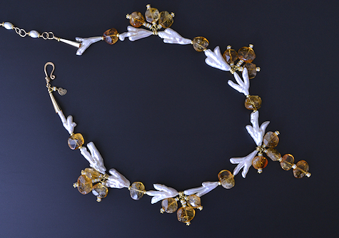 Citrines and Branch Pearls Necklace