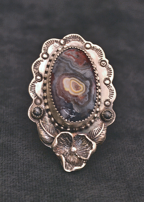 Lace Agate Rose Ring