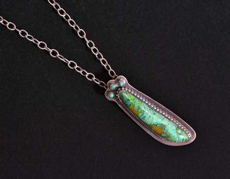 Parrot Wing Chrysocolla Pendant Necklace