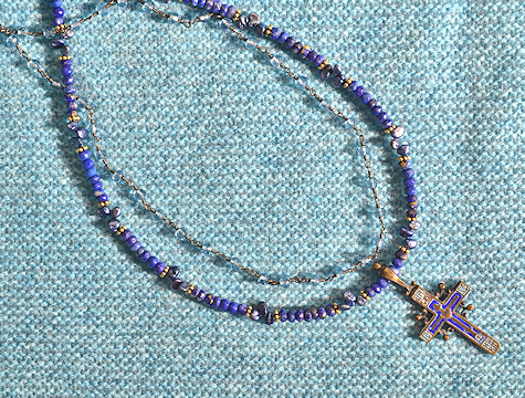 Vintage Russian Enamel Cross Necklace